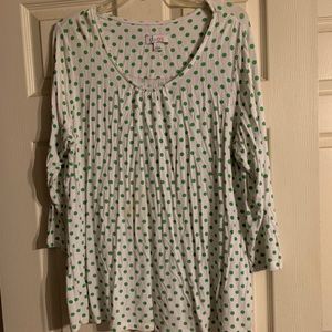 D&Co green polka dot shirt